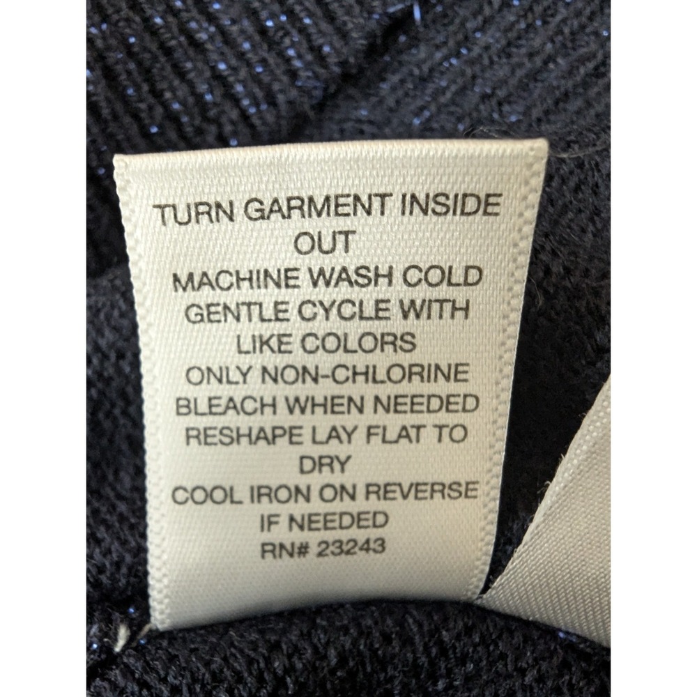 New York & Company Dark Blue Metallic Sparkle V-Neck Sweater Women's Size Small - Picture 5 of 5